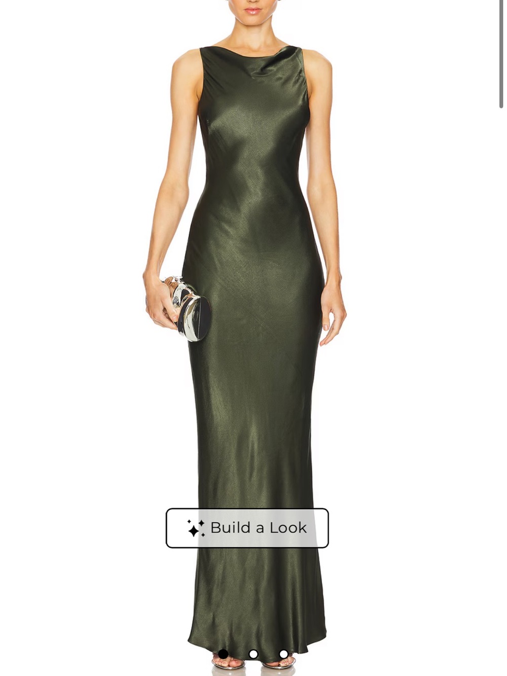 Shona Joy Forest Green Satin Halter Maxi Dress